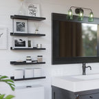 RICHER HOUSE 5 Set Floating Wall Mounted Shelves, Black Shelves for Wall Decor, Modern Picture Ledge Shelf with Lip for Stora