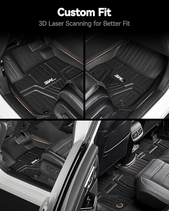 3W Floor Mats & Cargo Liner Fit for Honda Odyssey 2026 2025-2018 Mini Passenger Van, All Weather TPE Floor Liners 1st 2nd & 3rd Rows Car Mats and Trunk Liner Odyssey Car Accessories, Black