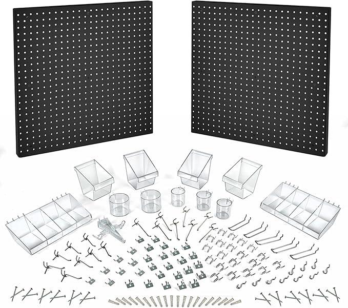 Azar Displays 900988-BLK 125-PIECE PEGBOARD ORGANIZER KIT (2-24""X 24"")", Black