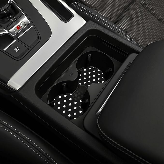 Cute Black White Polka Dots Steering Wheel Cover for Women, Universal Fit 14-15 inch,Automotive Interior Accessories Decorati
