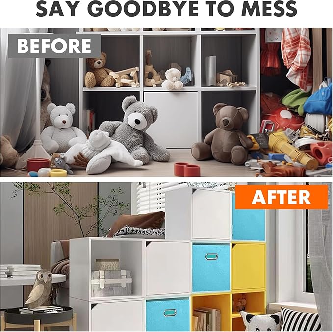 ShellKingdom Storage Bins, Foldable Fabric Storage Cubes And Cloth Storage Organizer Drawer with Metal Handle For Closet And 