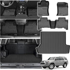 Powerty Floor Mat & Cargo Liner for Toyota 4Runner 2010-2024, All Weather TPE Custom Floor Liner Replacement,1st & 2nd Row Full Set Car Liners, Black (Fit 7 Seats)