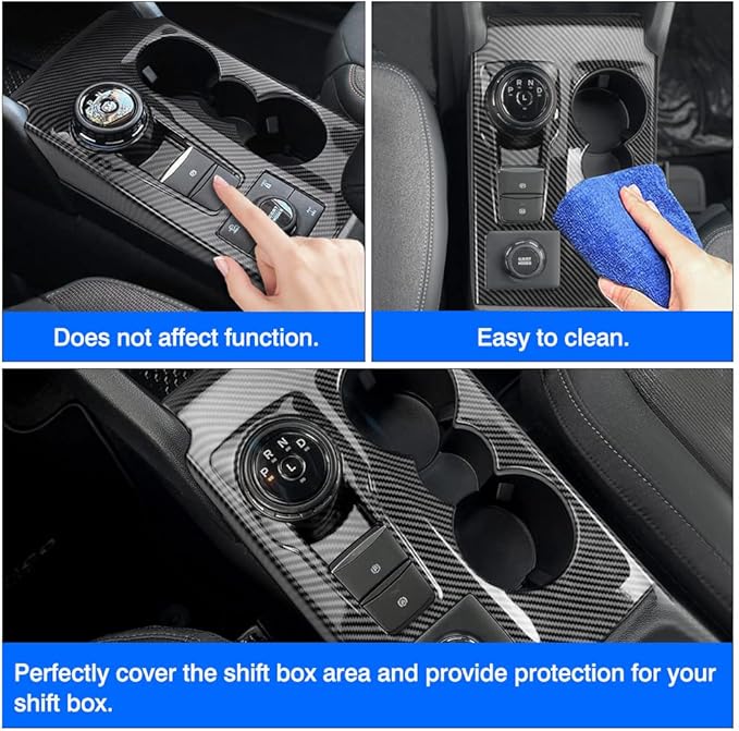 Autorder Custom Fit for Accessories 2021 2022 2023 2024 2025 Ford Bronco Sport Carbon Fiber Gear Shift Panel Cover Center Console Trim for Bronco Sport Big Bend (CX430 4-Door)