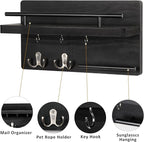 OurWarm Key Holder for Wall Decorative with 5 Key Hooks, Wall Mounted Key Hangers for Wall with Mail Key Rack, Wooden Mail Or