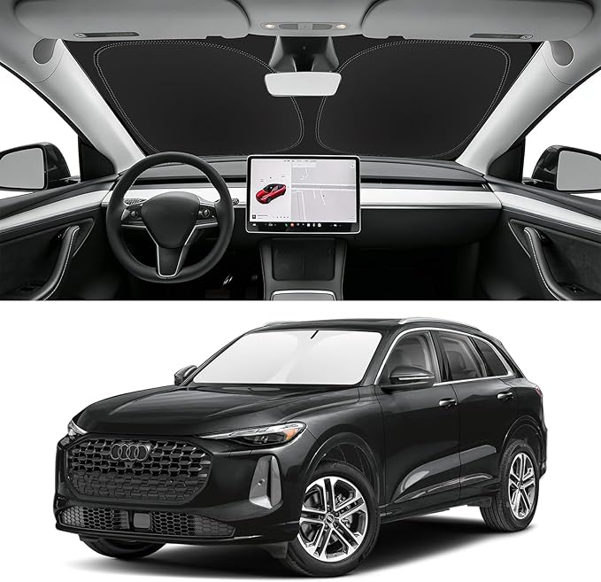 Custom Fit Windshield Sun Shade for Audi Q5 2018-2026, Blocks UV & Heat, Front Window Sunshade Accessorie, Easy Fold & Store Keep Your Car Cooler
