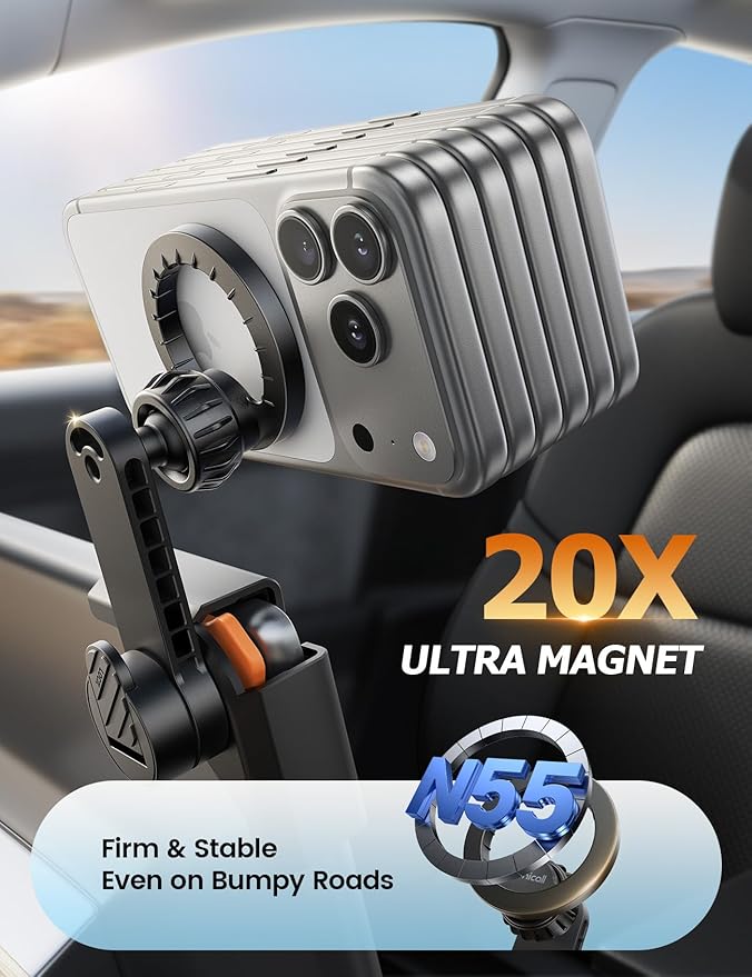 Lamicall for Tesla Phone Mount - [Strongest N55 Magnet] for Tesla Model 3 Y Juniper Accessories, Ultra Stable for Magsafe Car Mount, Magnetic Phone Holder Compatible with iPhone 17 16 15 14 13 Pro Max