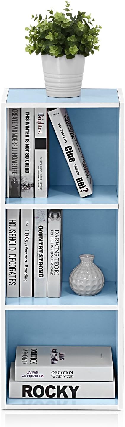 Furinno LUDER Book Shelf, 3-Cube Bookshelf, Bookcase with Open Shelves, 9.3 x 12 x 31.5, Easy Assembly, for Living Room, Bedr