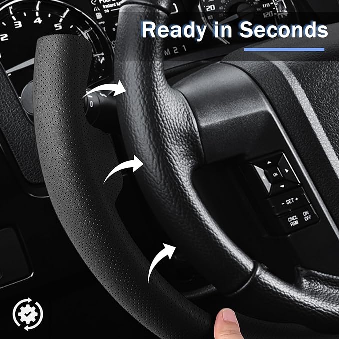 Steering Wheel Cover for Ford F150 2009-2014/ Ford Expedition 2015-2017, Car Steering Wheel Cover Protector Accessories for Ford (Black)