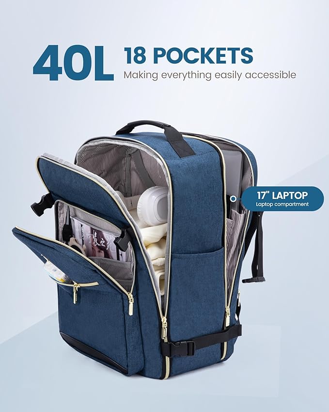 LOVEVOOK Travel Backpack for Women & Men 40L,Airline Approved Carry On Backpack Travel Essentials,TSA Carry on Luggage,Waterp