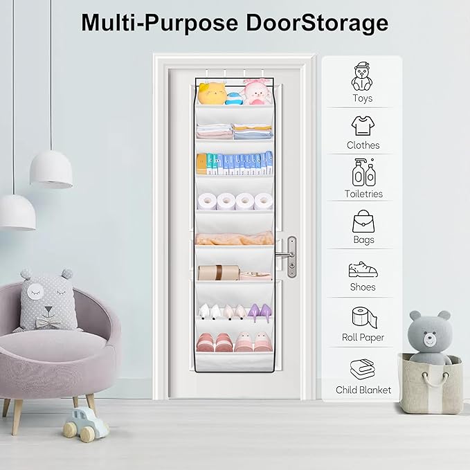 SLEEPING LAMB Over The Door Shoe Organizer for Closet, Kids Sneaker Storage for Hanging Shoe Rack for Door with Large Deep Po