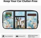 Cute Starfish Car Sun Visor Organizer with Big Zipper Pocket Car Sun Visor Storage Bag Easy Installation Universal Size Fit for Most Cars SUV
