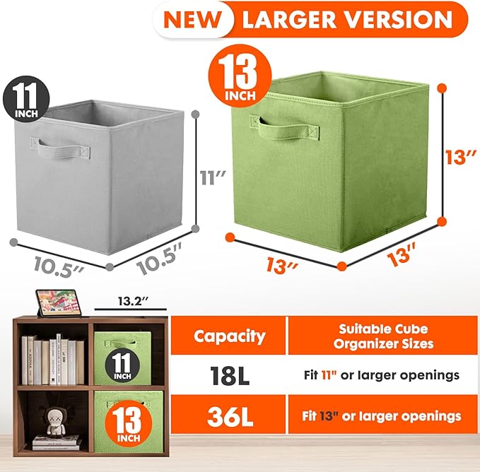 ShellKingdom Storage Bins, Foldable Fabric Storage Cubes And Cloth Storage Organizer Drawer For Closet And Toys Storage, 13 X