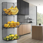 Sorbus Hanging Fruit Basket Wall Mounted Wire Metal Bins - 3 Tier Storage Basket Organizer for Kitchen Storage, Great for Pro