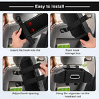 7-In-1 Car Seat Back Organizer with Cup Holders, Tissue Box, Garbage Can&Hooks, Multifunctional Headrest Storage Organizer, Headrest Cup Holder for Backseat, Car Accessories for Trips, Travels(Black)