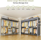 Raybee Clothes Rack with Cover,Clothing Rack for Hanging Clothes,Portable Closet,Adjustable,1150LBS,18" D x 76" W x 77" H,Bla