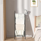 HONEST OUTFITTERS Blanket Ladders for The Living Room, 5-Tier Blanket Holder, Wall-Leaning Blanket Rack, Ladder Shelves, Wood