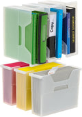 IRIS USA Small Portable Desktop File Box with Open Lid, 6 Pack, Side Handles, Hanging File Folders, Tabs & Inserts, Letter Si
