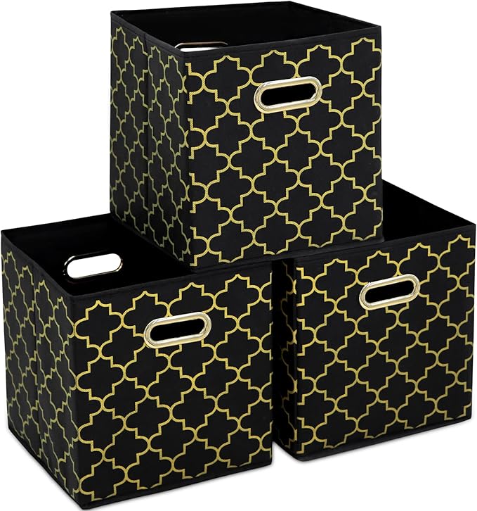 Fabric storage bins Cubes, Fabric Cube Organizer with Handle, Foldable Cube Bins for Cloth or Accessary Storage, 11x11x11, Se