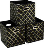 Fabric storage bins Cubes, Fabric Cube Organizer with Handle, Foldable Cube Bins for Cloth or Accessary Storage, 11x11x11, Se