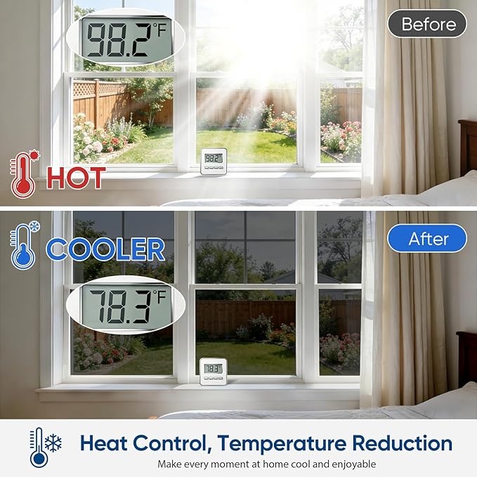 SUNBABY Window Tint for Home: UV & Heat Blocking One Way Privacy Film, Daytime See Out Not in Reflective Mirror Film, No Adhesive Static Cling for Glass Doors, Includes 3 Tools, Black, 29.5"x78.7"