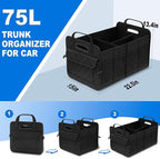 Car Trunk Organizer, 75L Large Capacity Waterproof Auto Storage with Non-Slip Bottom Strips, Collapsible Cargo Organizer for Su