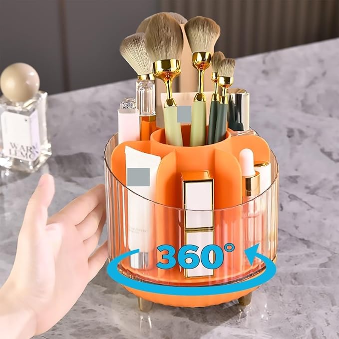 Makeup Organizer Vanity 360 Rotating Makeup Organizer Spinning Makeup Organizer for Vanity, Makeup Brush Holder 7-Slot Fits M