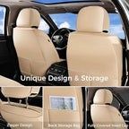 Huidasource Beige Front Seat Covers, Leather Car Seat Covers Front Seats, Driver Seat Cover Waterproof, Airbag Compatible, Un