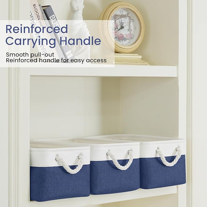 Storage Baskets for Shelves 13.8x9.8x6.7 Inch, Foldable Fabric Storage Bins with Handles, Small Storage Baskets for Organizin