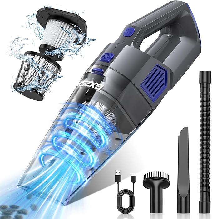 Handheld Vacuum Cordless, 15000PA Strong Suction Hand Held Car Vacuum Cleaner Rechargeable, Portable Hand Vacuum with Multi-N