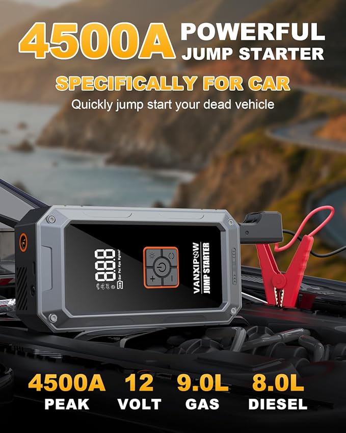 M1 Car Battery Jump Starter with Air Compressor 4500A 150PSI (9.0 L Gas/8.0L Diesel) Portable Car Jump Starter Power Pack