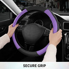 Road Comforts Leather Steering Wheel Cover with Decorative Trim and Piping, Anti-Slip Breathable Design, Fits 14.5–15 Inch Ro