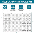 Peg Board Kit, Includes Pegboard and Accessories,with Hooks and Bins,Peg Board Wall Organizer for Office,Ornaments Display,Cr