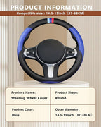 Customized Auto Car Steering Wheel Cover for BMW X1,X2,X3,X4,X5,X6,X7,i3,i4,i5,i8 535i 740Li 335i M3 M4 M5 Z1 Z3 Z4 Z5 (Blue)