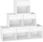 DIMJ Cube Bins, 12.2-Inch Storage Bins Cubes with Window, 6 Packs Collapsible Storage Bins with Handles, Closet Storage Baske