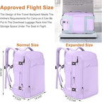 Lumesner Carry on Travel Backpacks, Extra Large 40L Flight Approved Bag for Men & Women,Expandable Suitcase Backpack With 4 P