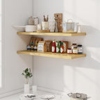 Dreamland 40" Floating Shelves for Wall, 12" Deep Slim Oak Floating Shelves, Wall-Mounted Shelves for Bedroom, Living Room, K