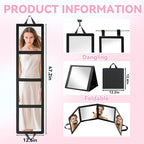 ROYALAY Foldable Full Length Mirror with Handle, 47 * 13in Four-fold Portable Mirror for Travel Makeup Dancing and Fitting Cl