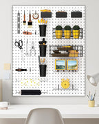 INCLY 30PCS Peg Board Organizer Accessories Kit, Pegboard Hooks Assortment with Bins, Cups, Wire Baskets and Paper Towel Hold
