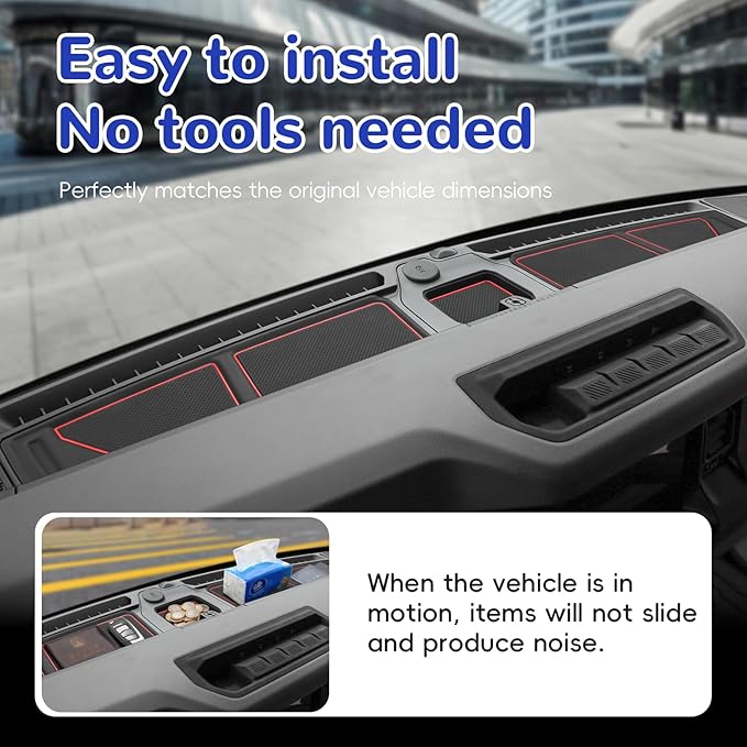 auovo Dash Cover Tray Compatible with Ford Bronco Accessories 2024 2025 2026 Bronco Anti-Slip Silicone Car Dashboard Compartm
