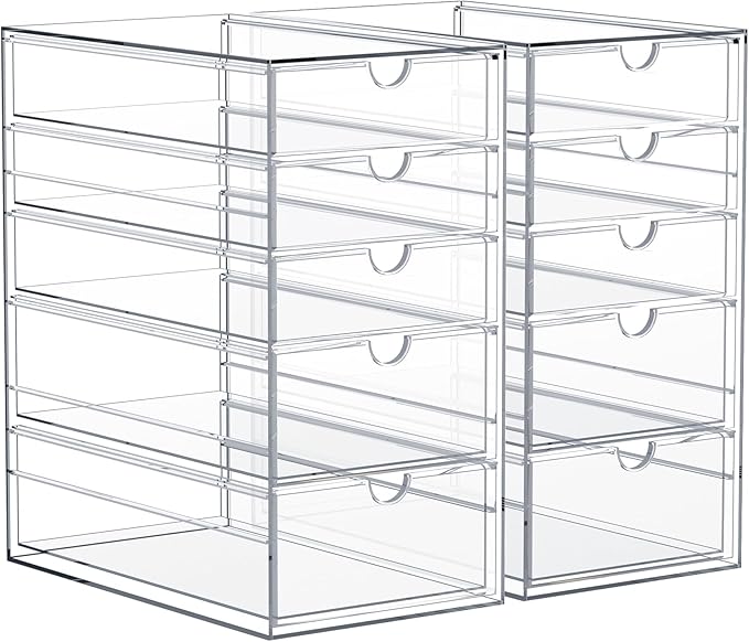 Sorbus Makeup Organizer With 10 Drawers, Acrylic Drawer Organizer for Makeup, Office Organization and Storage, Art Supplies, 