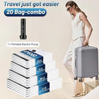UPGOGO Travel Vacuum Bags for Luggage with Portable Electric Pump,Vacuum Seal Bags for Clothing,Packing Cubes Compression,Cru