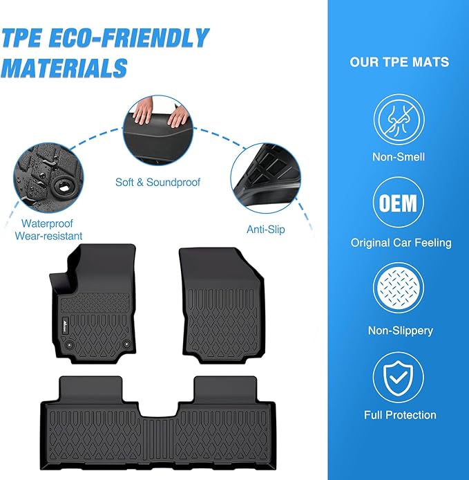 Nilight TPE Floor Mats for Chevy Equinox GMC Terrain 2018 2019 2020 2021 2022 2023 2024,All Weather Custom Fit Heavy Duty Floor Liners