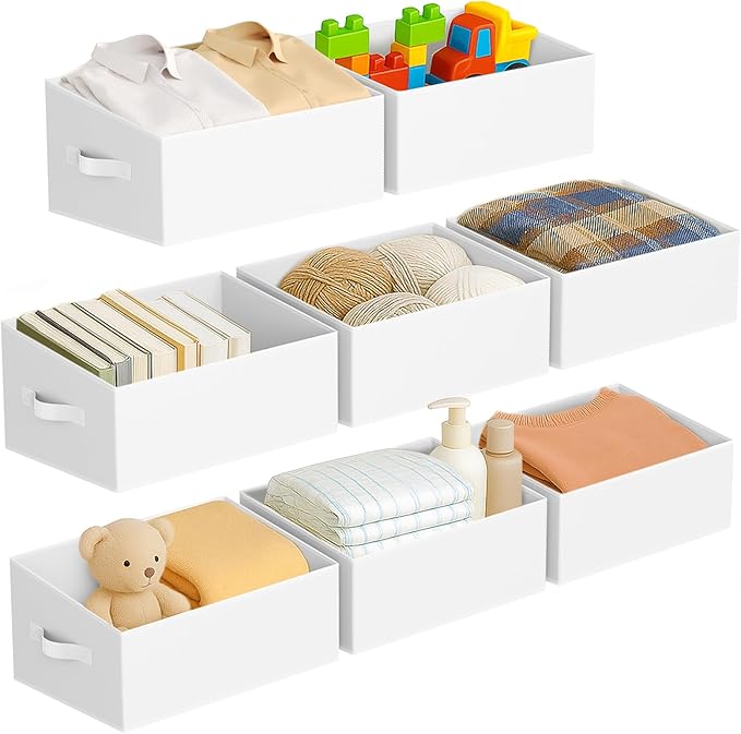 DIMJ Closet Storage Bins 8 Pack - Fabric Storage Baskets for Shelves, Large Clothes Organizers with Handles, Trapezoid Shelf 