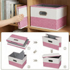 PRANDOM Storage Bins with Lids [3-Pack] Linen Fabric Foldable Storage Boxes Organizer Containers Baskets Cube with Cover for 