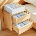 Sock Organizer 4 Pack, 24 Cell Foldable Underwear & Sock Storage, Drawer Organizer for Ties, Belts. (White)