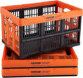 VEVOR Plastic Collapsible Storage Basket, 45L 3 Packs, Folding Stackable Storage Containers/Bins with Handles, Large Heavy Du