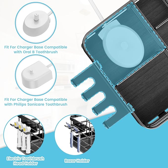 Toothbrush Holders Instant-Drying Organizer - Bathroom Countertop/Wall Mounted Electric Toothbrush Holder - Toothbrush Head T