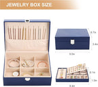 Jewelry Organizer Box PU Leather Jewelry Box for Girls Womens Earring Organizer Boxes 2 Layer Large Jewelry Storage Case Remo