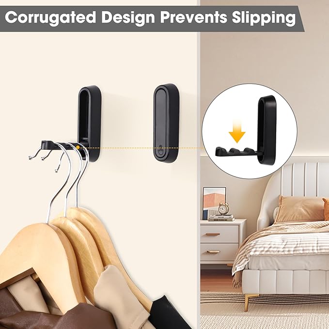 Dntorx Folding Coat Hooks, 6 Pcs Foldable Black Wall Hooks Heavy Duty Foldable Hook Bathroom Towel Hooks Robe Hooks Wall Moun