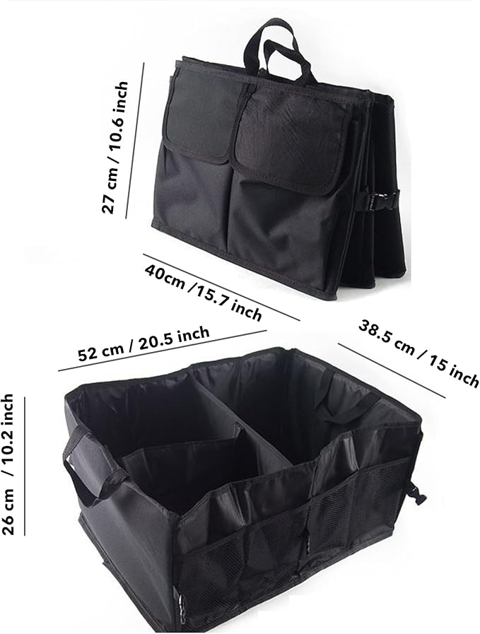 Trunk Organizer for Car - 52L Large Capacity Collapsible Multi Compartments Storage Organizer, Portable Car Storage Box for